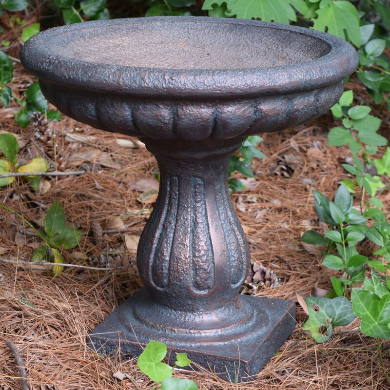 Hickory Manor House Outdoor Fluted Bird Bath Bowl & Stand & Reviews
